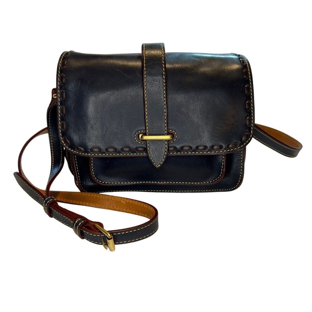 Dooney & Bourke Navy leather binocular bag, Crossbody bag Vintage Red interior